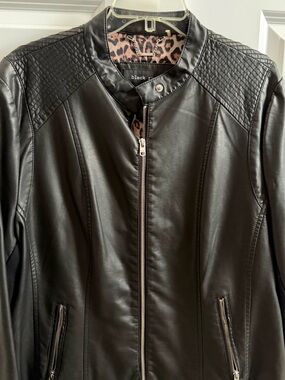 Black Rivet Black Faux Leather Moto Jacket Size XXL